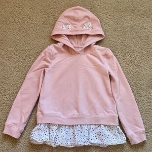 Tucker and Tate Pink Cat Hoodie Sweatshirt with Polkadot Lining
